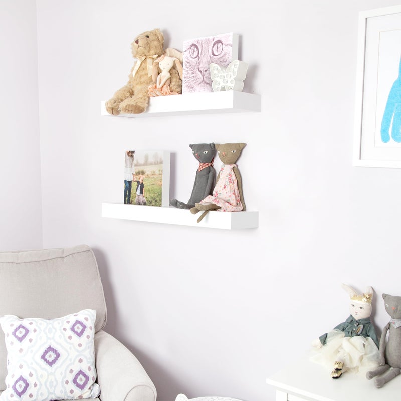 HIGH & MIGHTY 515613 Modern 36" Floating Shelf Holds up to 25lbs, Easy Tool-Free Dry Wall Installation, Flat, White - Image 4